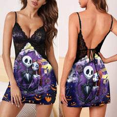 Halloween Couple Nightmare & Punkrock Women's Sleepwear | Lace Cami Dress Nightgowns