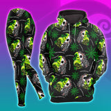 Green Nightmare Theme Pattern Combo Hoodie and Leggings - Dark and edgy matching set with skull designs for a unique and stylish look