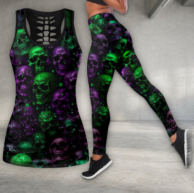 Phantom Grunge Skull Pattern Tanktop and Leggings