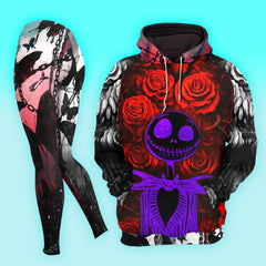 Women Hoodie and Leggings, Dark Rose Neon Figure Outwear Pants Outfit
