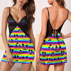 Rainbow Little Nightmare Gothic & Punkrock Women's Sleepwear | Lace Cami Dress Nightgowns