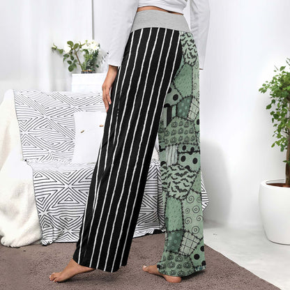 Mint Macabre Patchwork Women's High-waisted Wide Leg Pants