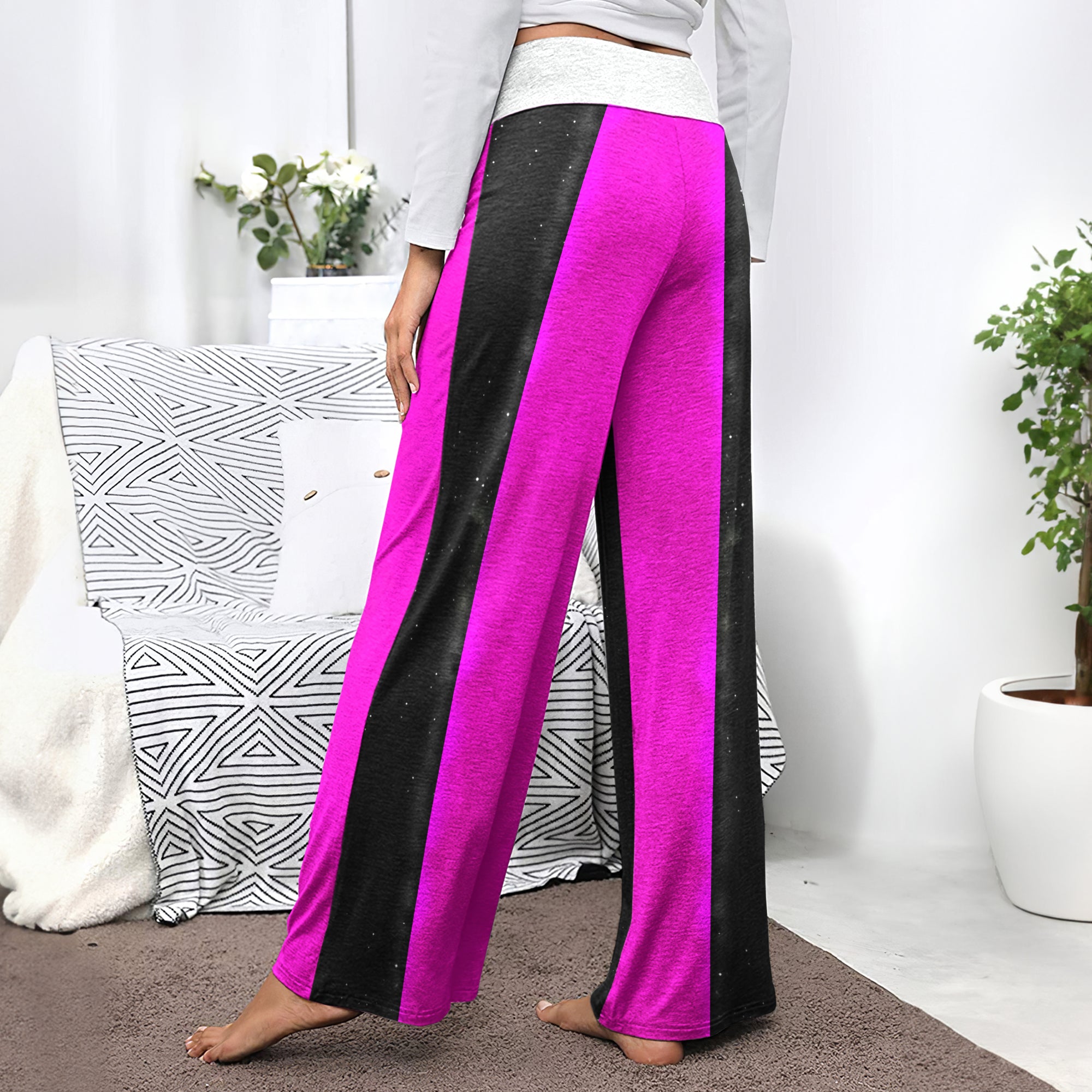 Purple Skull Night Women's High-waisted Wide Leg Pants