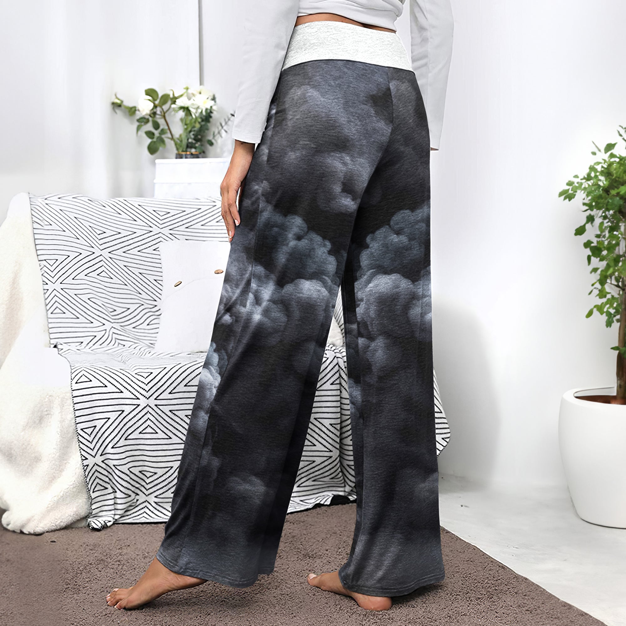 Inferno Grim Smoke Women's High-waisted Wide Leg Pants