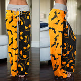 Halloween Bat Nightmare Women's High-waisted Wide Leg Pants | Wonder Skull