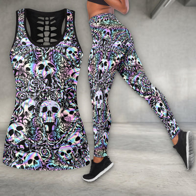 Holo Rose Skull Pattern Tanktop and Leggings