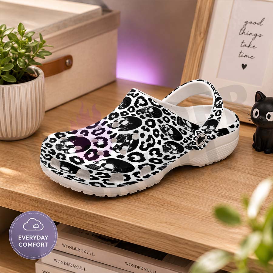 Wonder Skull Lightweight Clog Sandals are designed for all-day comfort. Featuring breathable ventilation holes, a cushioned footbed, and a pivoting heel strap, these versatile unisex clogs are perfect for use at home, outdoors, or at work — whatever your profession may be.
