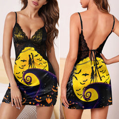 Moon Halloween Couple Nightmare & Punkrock Women's Sleepwear | Lace Cami Dress Nightgowns