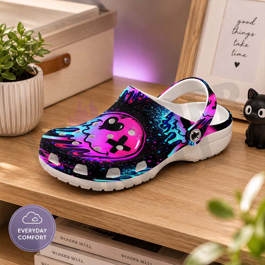 Wonder Skull Lightweight Clog Sandals are designed for all-day comfort. Featuring breathable ventilation holes, a cushioned footbed, and a pivoting heel strap, these versatile unisex clogs are perfect for use at home, outdoors, or at work — whatever your profession may be.