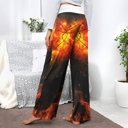 Chained Fury Skull Women's High-waisted Wide Leg Pants