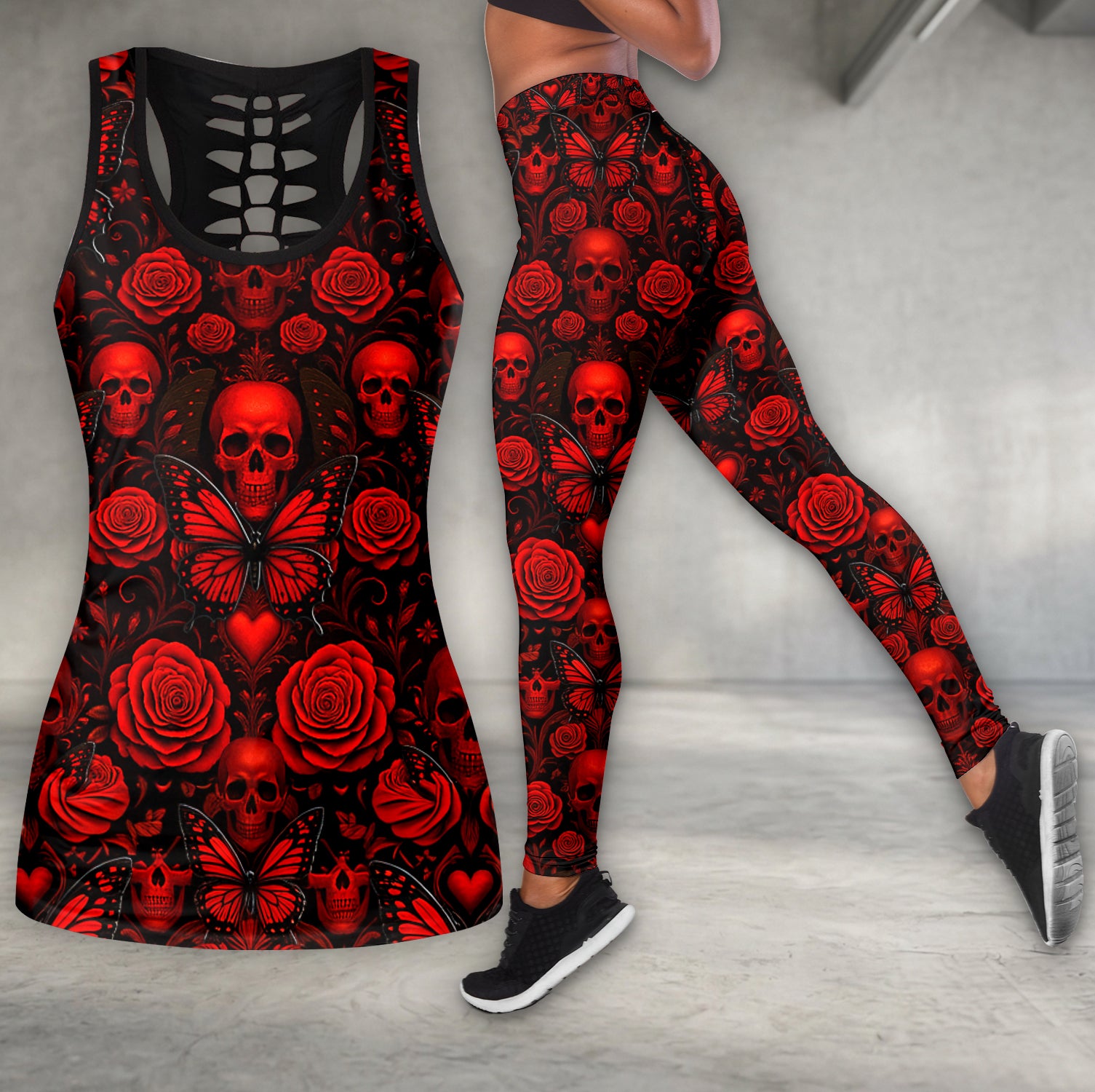 Ruby Blood Skull Romance Tanktop and Leggings