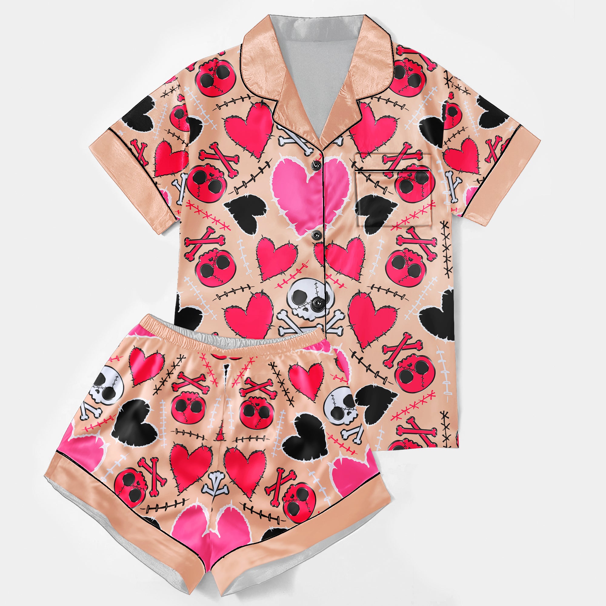 Chic and stylish women's pajama set with unique design prints and statement sleeves, Soft and luxurious fabrics make this pajama set perfect for bedtime or lounging at home.