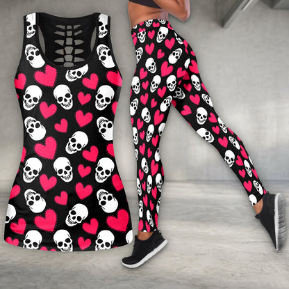 Sweet Heart Skull Pattern Tanktop and Legging