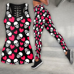 Sweet Heart Skull Pattern Tanktop and Legging