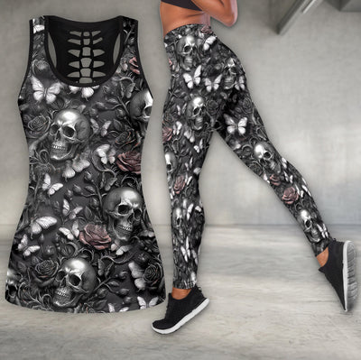 Silver Skull Butterfly Bloom Tanktop and Leggings