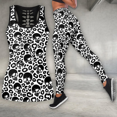 Grunge Leopard Skull Texture Tanktop and Legging