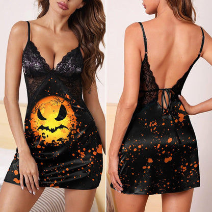 Skull Halloween Gothic & Punkrock Women's Sleepwear | Lace Cami Dress Nightgowns