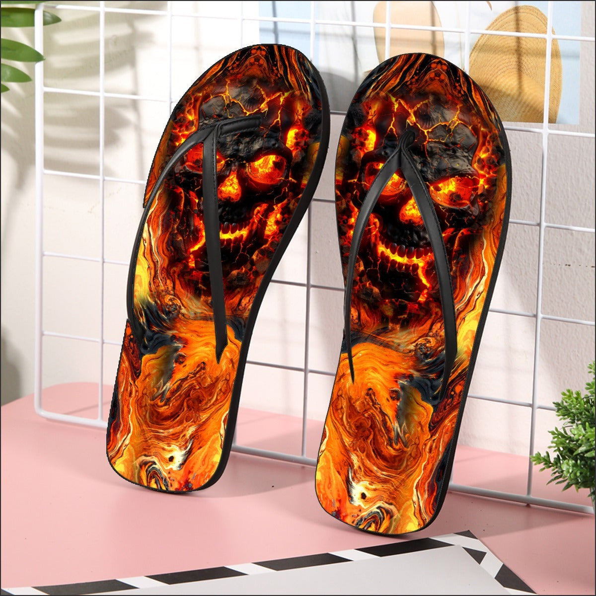 Image of a pair of beach flip flops with a sleek design, featuring a comfortable yoga mat footbed, non-slip sole, and water-friendly materials. Perfect for summer outings, beach walks, and casual occasions.