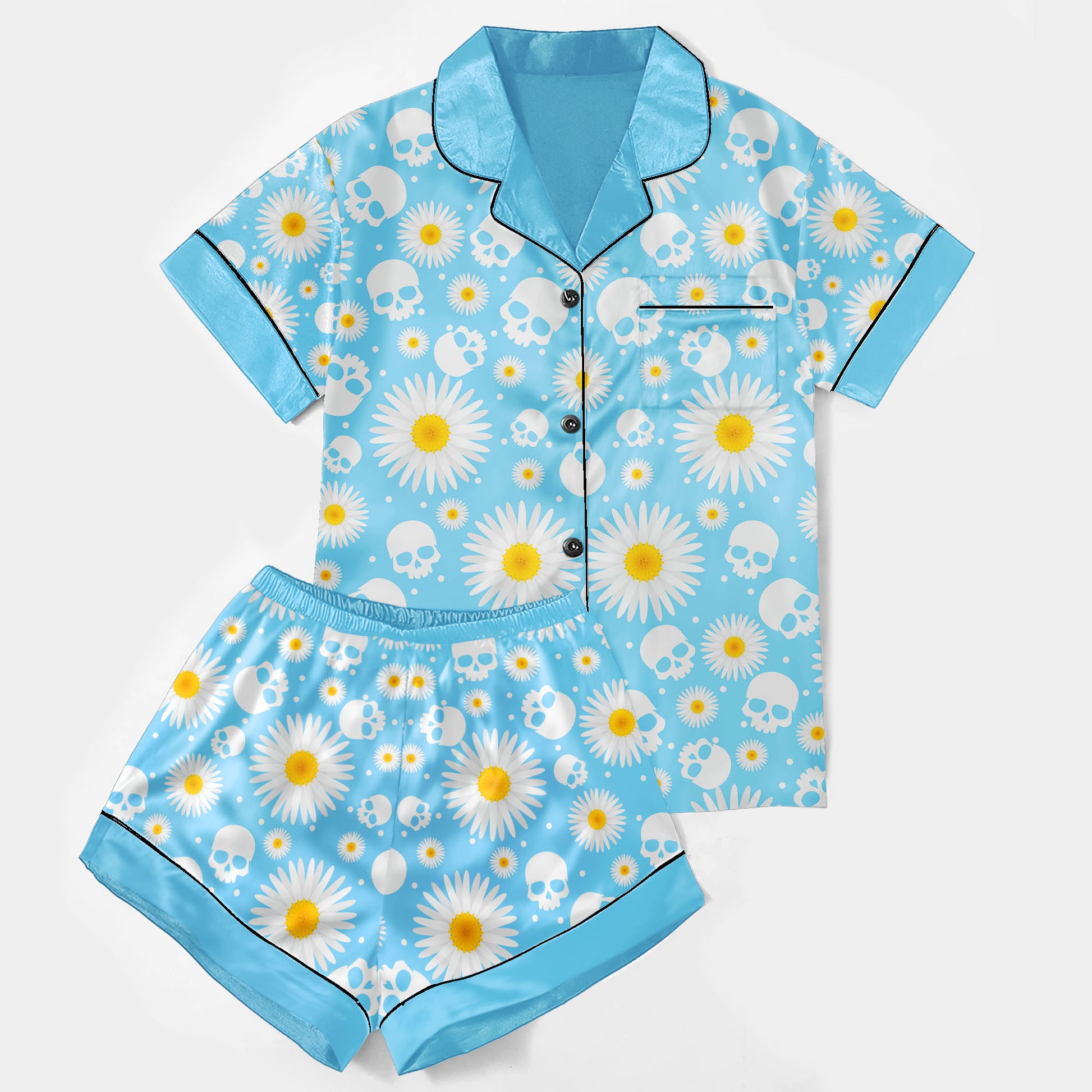 Chic and stylish women's pajama set with unique design prints and statement sleeves, Soft and luxurious fabrics make this pajama set perfect for bedtime or lounging at home.