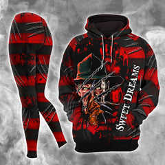 Sweet Dreams Horror Theme Combo Hoodie and Leggings - Dark and edgy matching set with skull designs for a unique and stylish look.