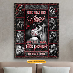 Angel Demon Couple Skull - Gothic Custom Personalized Canvas Anniversary Gift