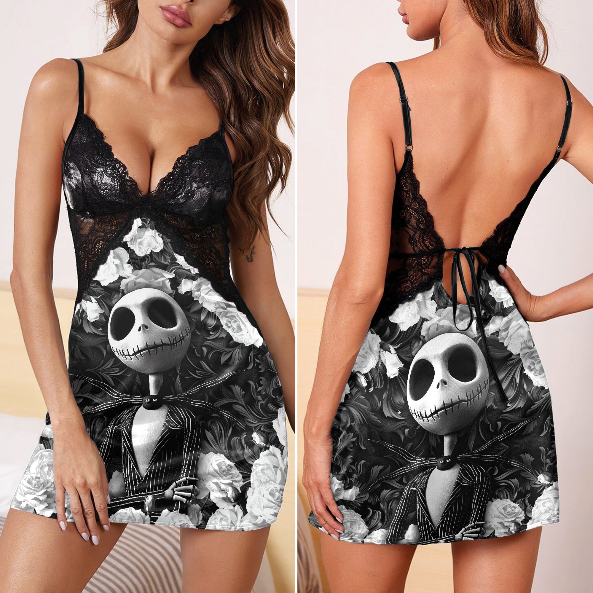 Nightmare Flower Art & Punkrock Women's Sleepwear | Lace Cami Dress Nightgowns