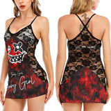 Horror Red Nightmare Black Lace Sleepwears Babydol Dresses - Wonder Skull