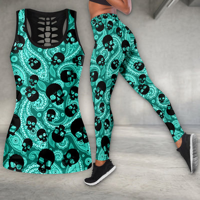 Cyan Paisley Skull Dream Tanktop and Legging