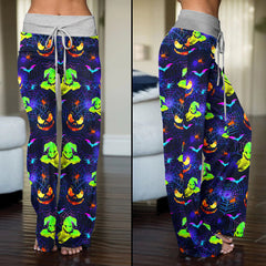 Halloween Boo Nigthmare Art Women's High-waisted Wide Leg Pants | Wonder Skull