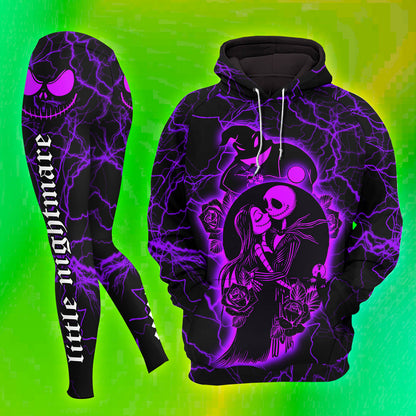 Women Hoodie and Leggings, Purple Couple Night Art Outwear Pants Outfit