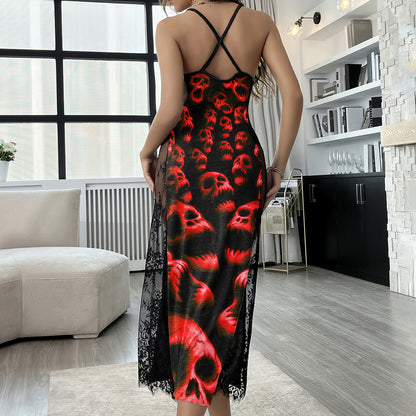 Red Hellfire Skeleton Lace Cami Sleepwear