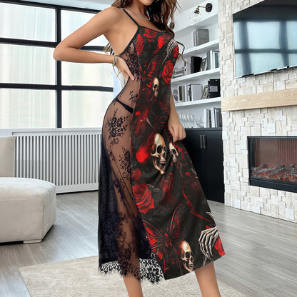 Skeleton Rose Gothic Women's Lace Cami Sleepwear