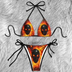 Inferno Chain Skull Art Micro Triangle Bikini Swimsuit