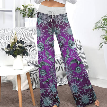 Purple Mist Skull Realm Women's High-waisted Wide Leg Pants