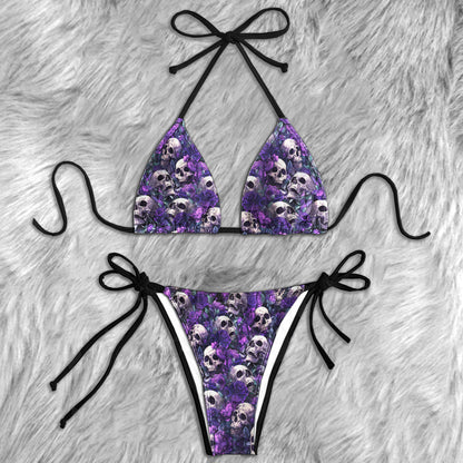 Violet Dark Romance Skull Micro Triangle Bikini Swimsuit