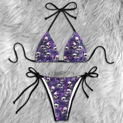 Violet Dark Romance Skull Micro Triangle Bikini Swimsuit
