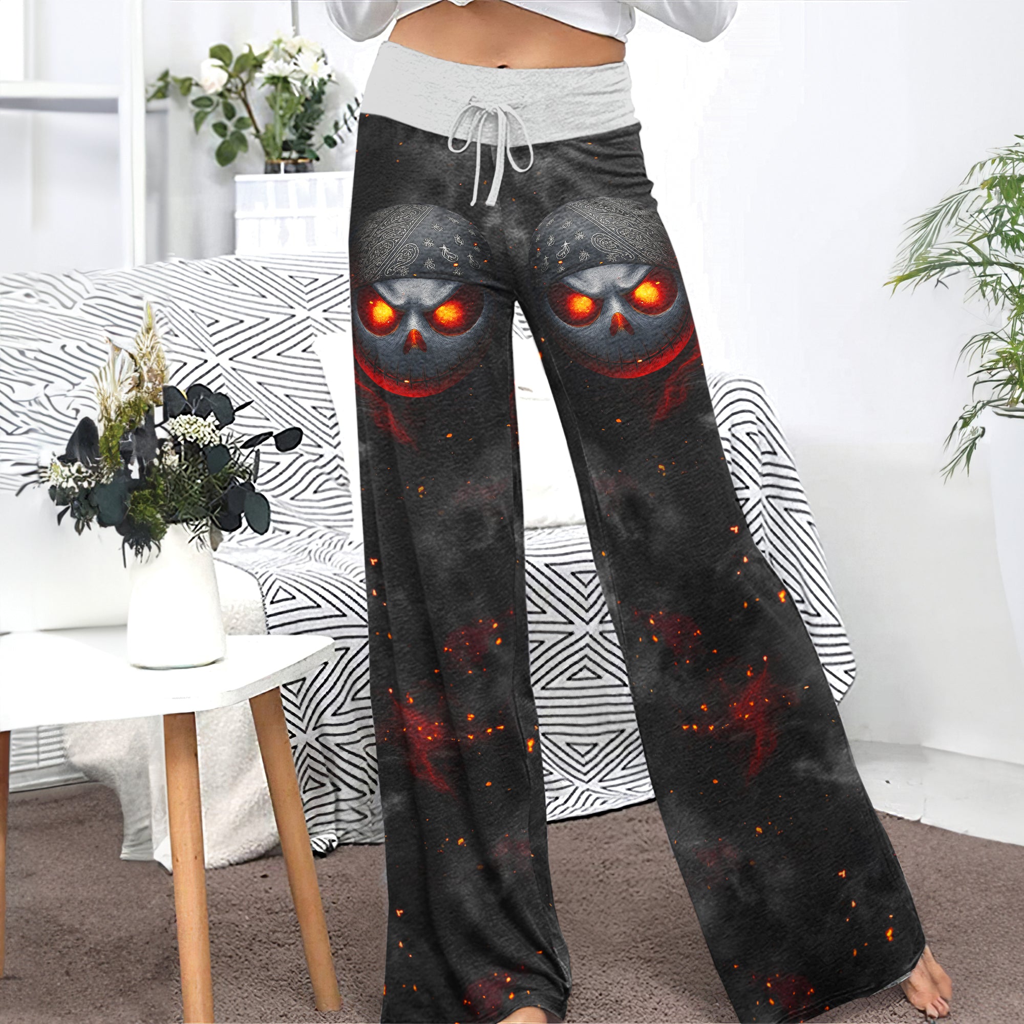 Shadow Scythe Bandana Women's High-waisted Wide Leg Pants
