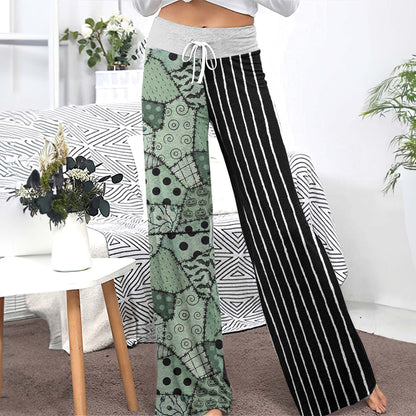 Mint Macabre Patchwork Women's High-waisted Wide Leg Pants