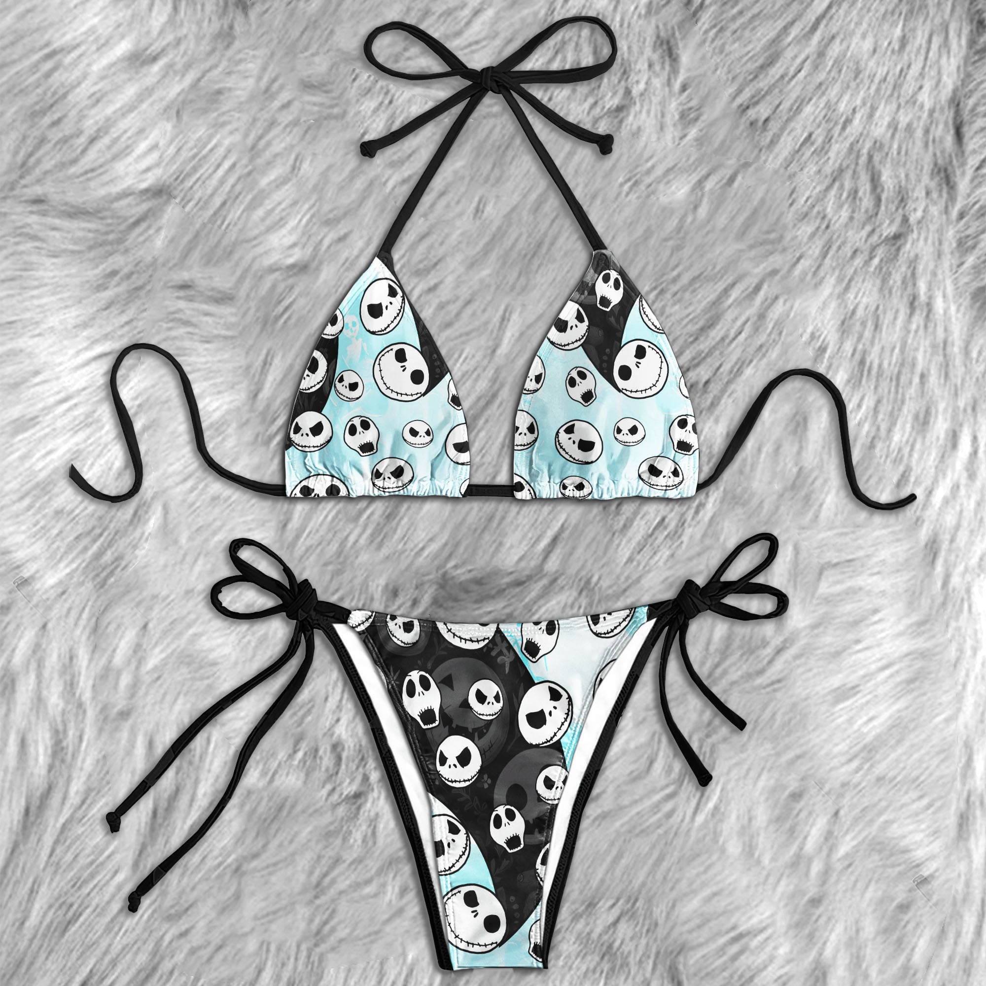 Skull Whirlwind Pattern Micro Triangle Bikini Swimsuit
