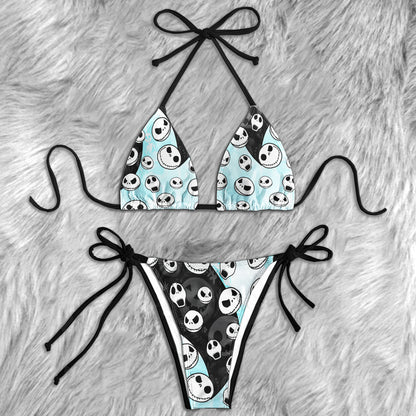 Skull Whirlwind Pattern Micro Triangle Bikini Swimsuit