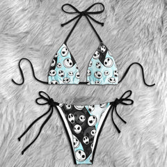 Skull Whirlwind Pattern Micro Triangle Bikini Swimsuit