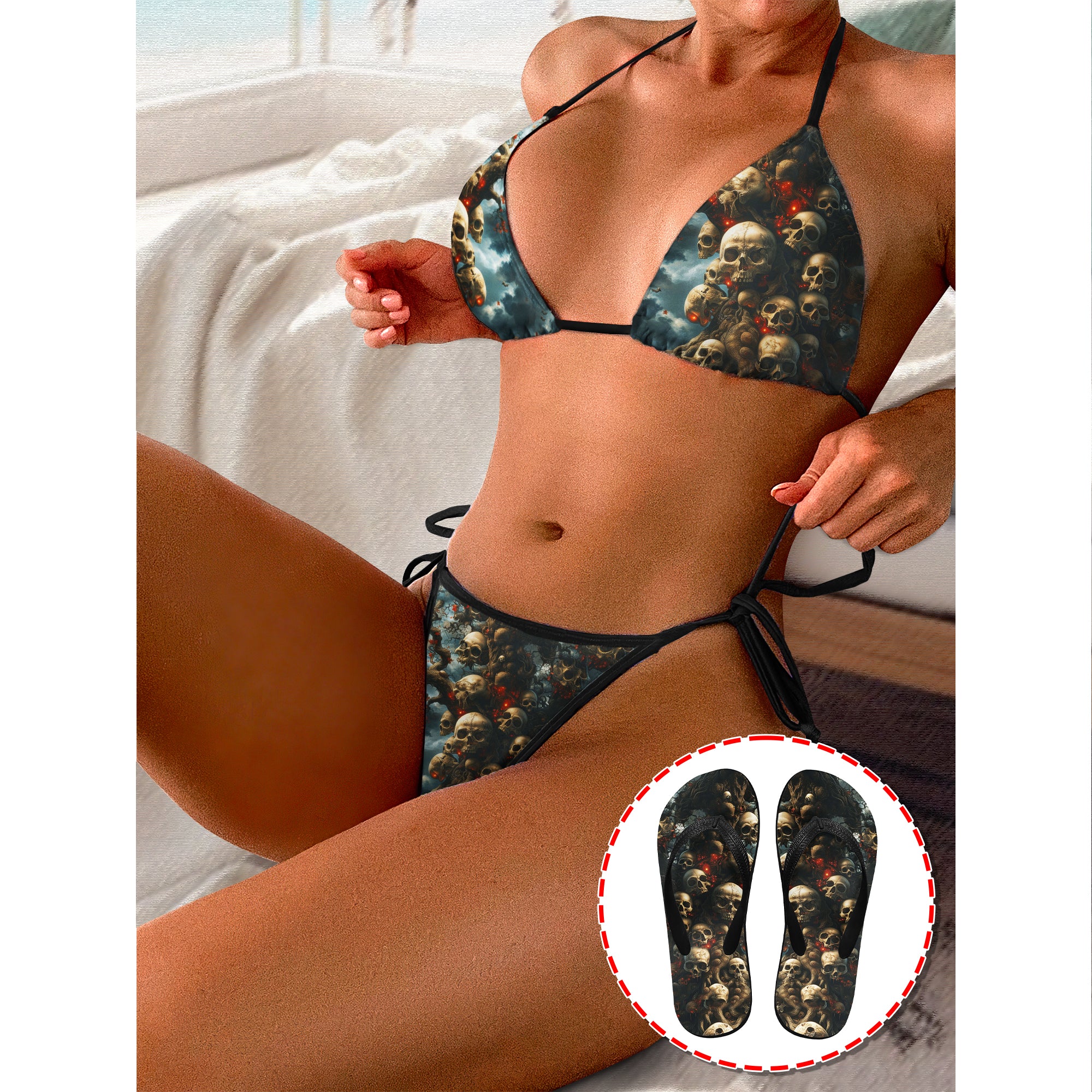 Image of a pair of beach flip flops with a sleek design, featuring a comfortable yoga mat footbed, non-slip sole, and water-friendly materials. Perfect for summer outings, beach walks, and casual occasions.