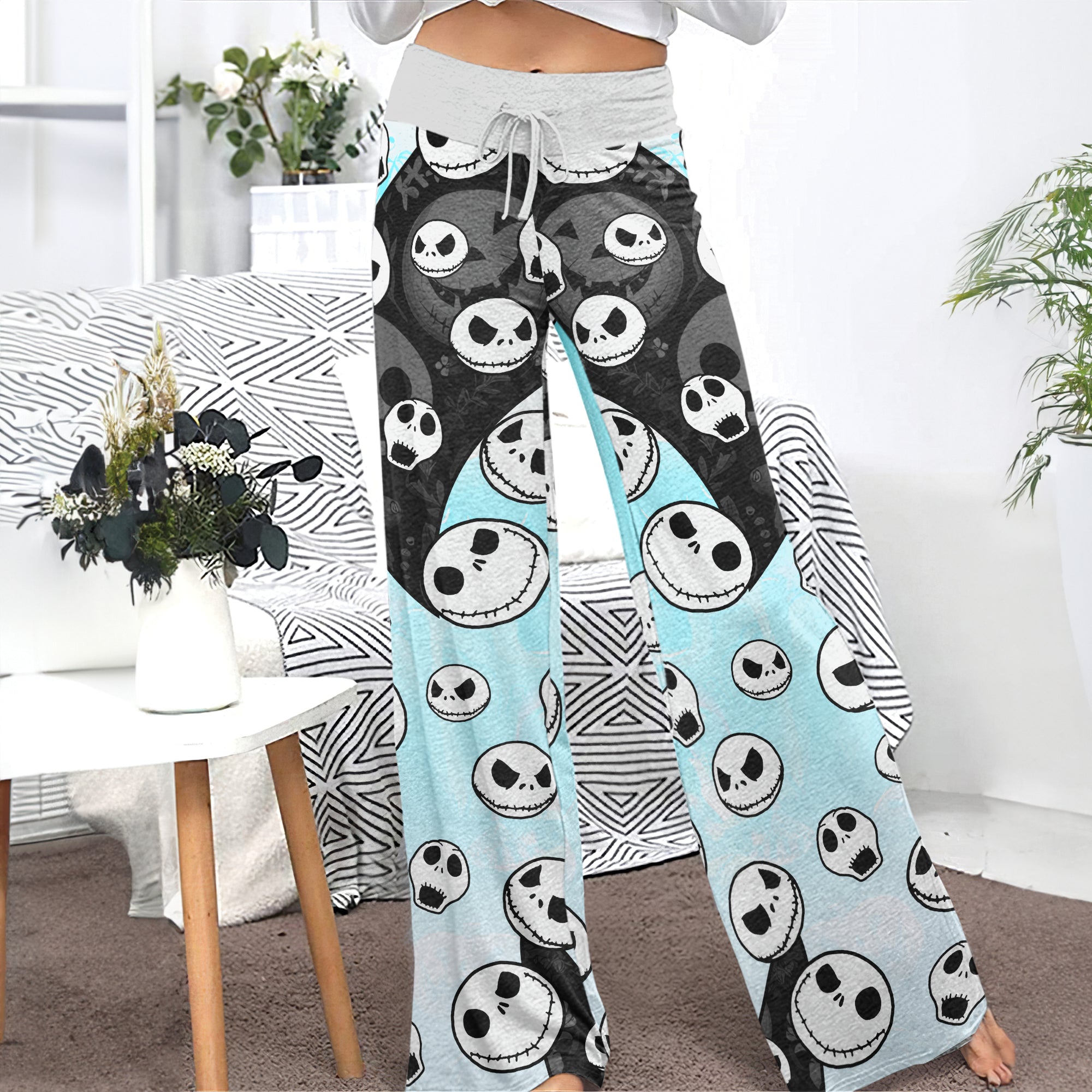 Skully Pop Parade Women's High-waisted Wide Leg Pants