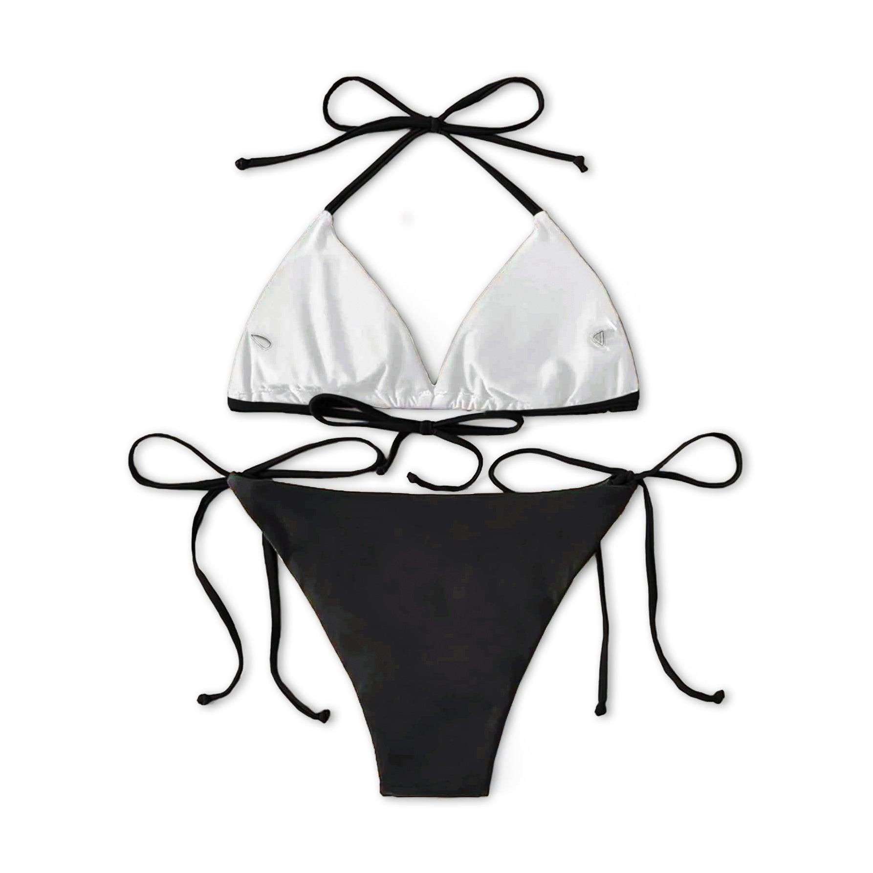 Funny Skull Sign Eat Healthy Micro Triangle Bikini Swimsuit