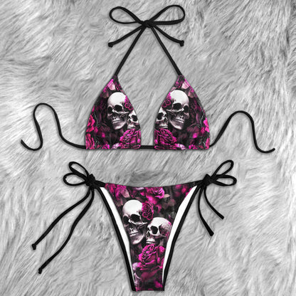 Purple Skull Seduction Micro Triangle Bikini Swimsuit
