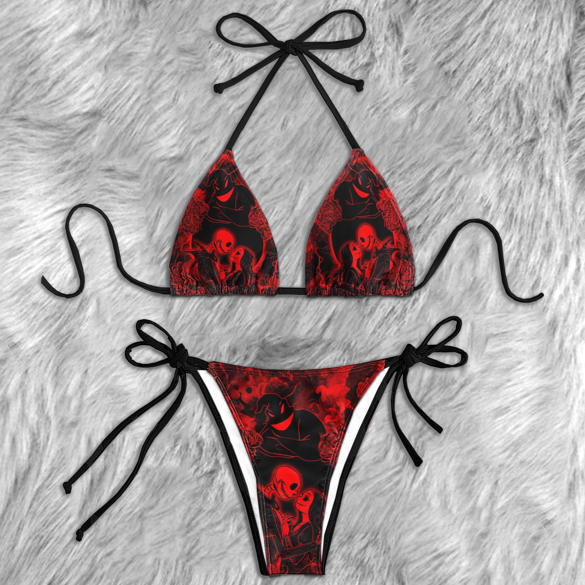 Red Couple Night Moon Micro Triangle Bikini Swimsuit