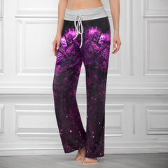Eternal Purple Rose Skeleton Women's High-waisted Wide Leg Pants