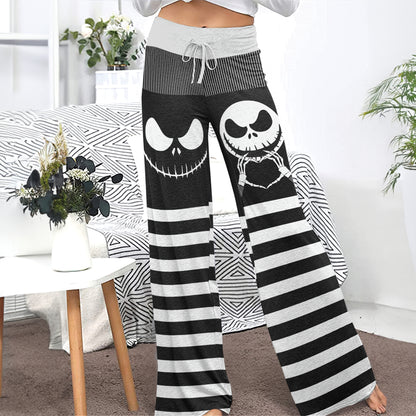 Gothic Grinline Art Women's High-waisted Wide Leg Pants