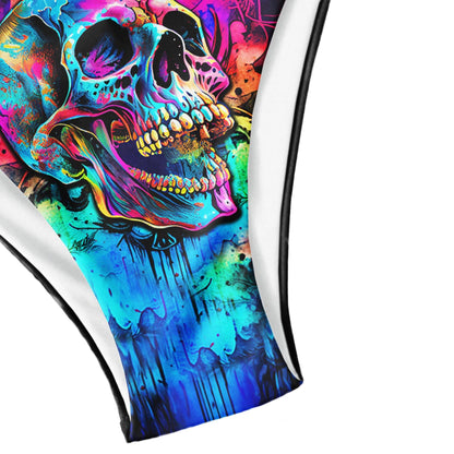 Radiant TieDye Skull Gothic Micro Triangle Bikini Swimsuit - Wonder Skull
