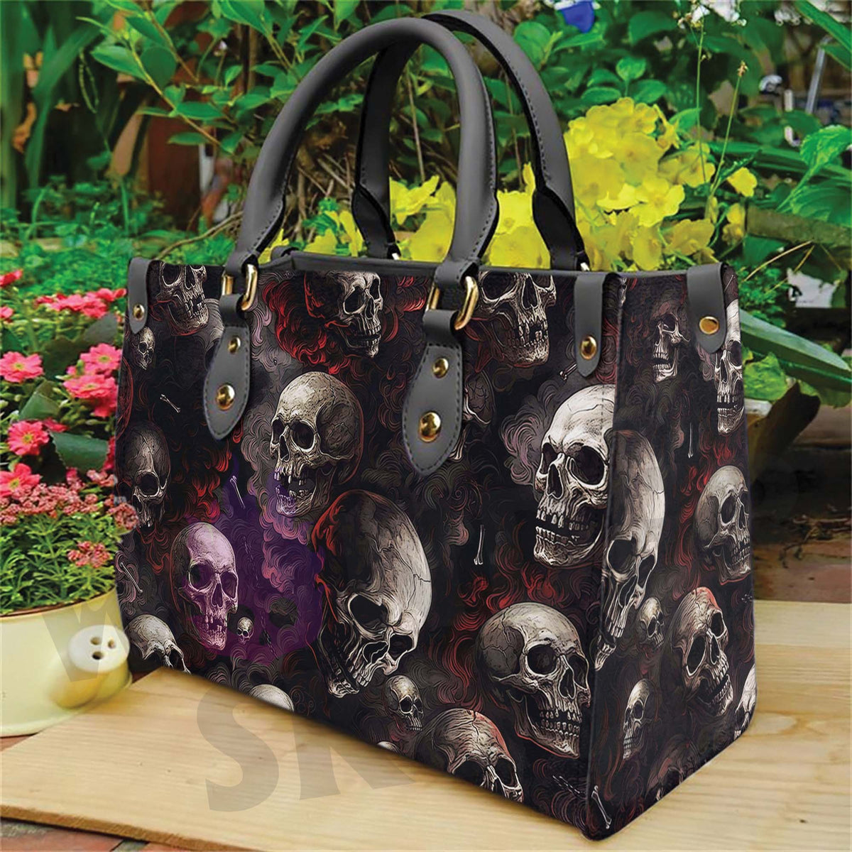 Wonder Skull structured tote bag solves the "I can't find anything in my bag" problem. The roomy interior fits your tablet, phone, wallet, water bottle, umbrella, and cosmetics — without the overstuffed look. Multiple interior pockets keep everything organized, so you're never digging around at checkout. Reinforced rivet corners and quality metal hardware ensure the bag holds up to daily use. Whether you're heading to work, running errands, or catching a flight, this tote keeps you looking put-together.